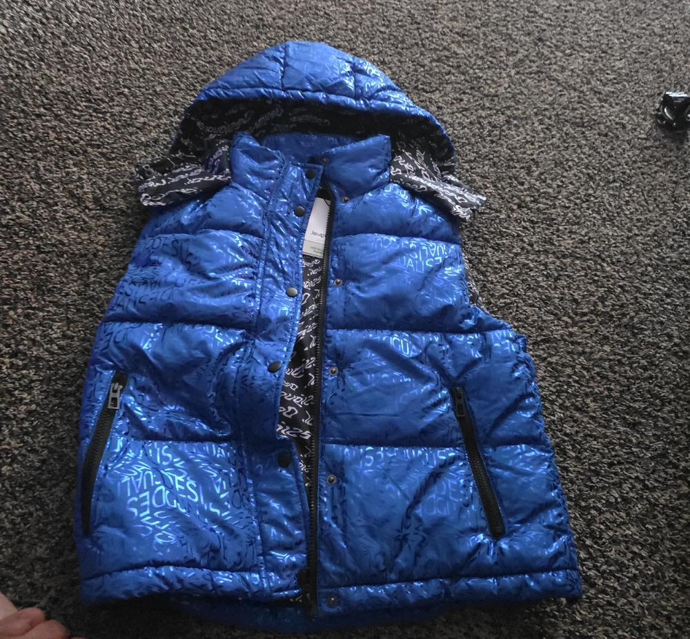 Desigual Shiny Blue Hooded Puffer Vest for Kids